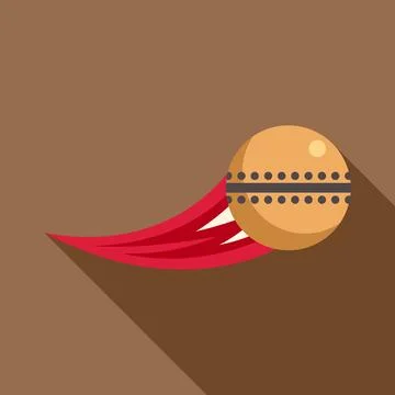 Cricket ball flying with red motion trail 库存插图