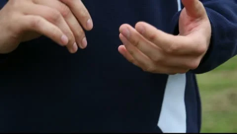 Cricket ball on hands Stock Footage 10828660