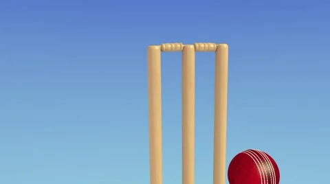Cricket Ball Hitting Stumps Stock Footage 66437004