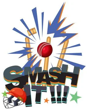 Cricket Ball Hitting Stumps with Smash It Text Illustration Stock Illustration