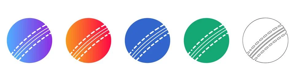 Cricket Ball Icon Set with Gradient Effects 스톡 일러스트