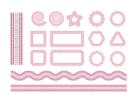 Cricket ball lacing texture. Vector frames Stockillustratie