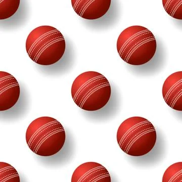 Cricket ball seamless pettern vector illustration. realistic cricket ball sea Stock Illustration