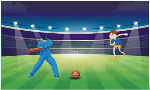 Cricket Ball in stadium Stock Illustration