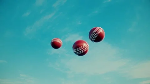 Cricket balls thrown into blue sky sports background Stock-Footage 330181990