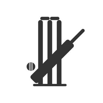 Cricket bat ball stump bails icon Stock Illustration