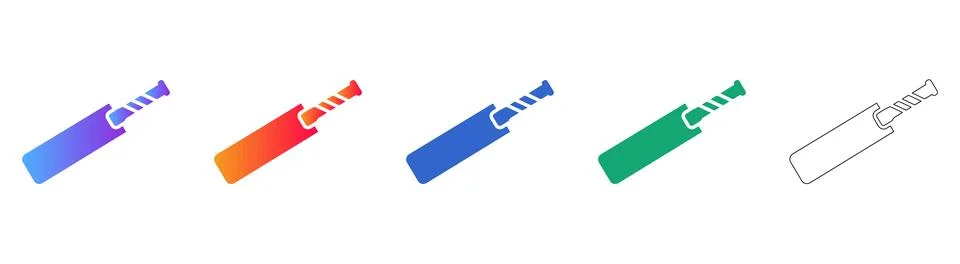 Cricket Bat Icon Set in Gradient Styles Ilustração Stock
