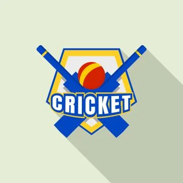 Cricket bat logo, flat style Stock Illustration
