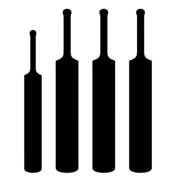 Cricket Bat Silhouette Set Isolated on White Background Stock Illustration