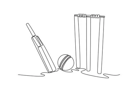 Cricket bat, stumps, bails, and ball isolated on white background Stock Illustration