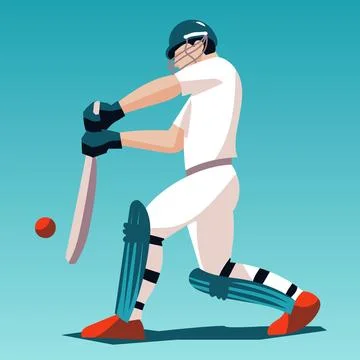 Cricket batsman in action Stock Illustration