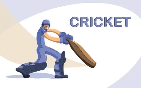 Cricket batsman flat Stock Illustration