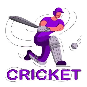 Cricket batsman flat Stock Illustration