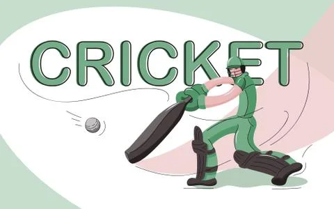 Cricket batsman flat Stock Illustration