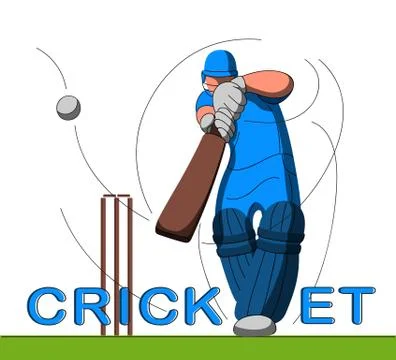 Cricket batsman flat Stock Illustration
