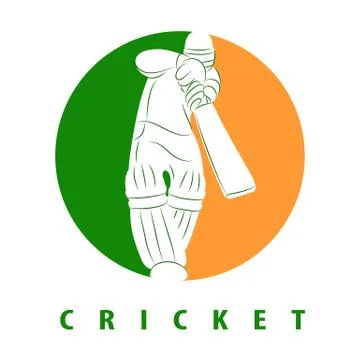 Cricket batsman flat Stock Illustration