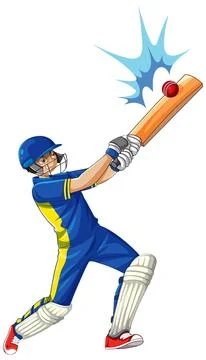 Cricket Batsman Hitting a Ball with Power and Precision Stock Illustration
