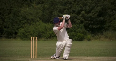 A Cricket Batsman playing a great stroke. 스톡 동영상 80427054