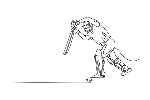 Cricket batsman playing pull shot towards boundary Illustrazione stock