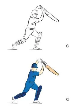 Cricket Batsman Playing a Shot - Vector Illustration Illustrazione stock