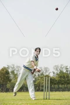 Cricket bowler in action Stock Photos