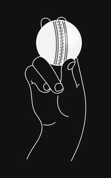 Cricket Bowling Grip Front View. White Leather Ball for T20 Match Professio.. Stock Illustration