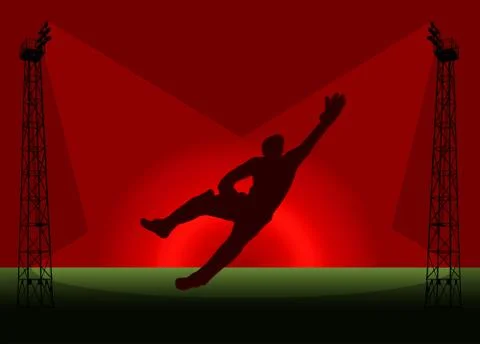 Cricket catch tower flood light promotion Stock Illustration