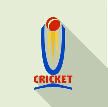 Cricket cup logo, flat style Illustrazione stock