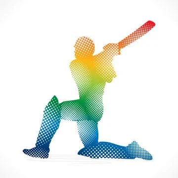 Cricket design by halftone concept vector Stock Illustration