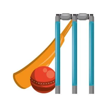 Cricket equiment elements icon cartoon イラスト素材