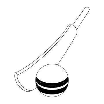 Cricket equiment elements icon cartoon in black and white イラスト素材