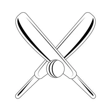 Cricket equiment elements icon cartoon in black and white Illustrazione stock