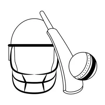 Cricket equiment elements icon cartoon in black and white Illustrazione stock