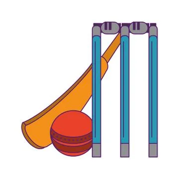 Cricket equiment elements icon cartoon Illustrazione stock