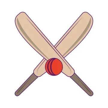 Cricket equiment elements icon cartoon Illustrazione stock