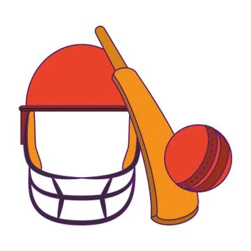 Cricket equiment elements icon cartoon Illustrazione stock