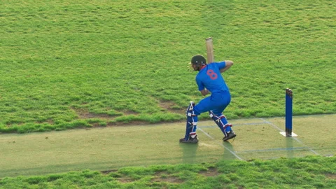 Cricket Game Broadcast Batsman Vídeos de archivo 256028217