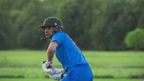 Cricket Game Broadcast Batsman Stock Footage 256028404