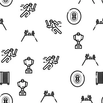 Cricket Game Seamless Pattern Vector Stock Illustration