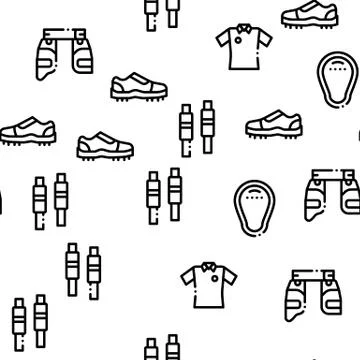 Cricket Game Seamless Pattern Vector Illustrazione stock