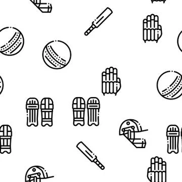 Cricket Game Seamless Pattern Vector Illustrazione stock