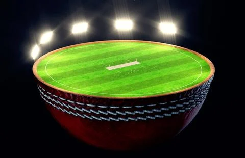 Cricket Half Ball Stadium Concept Illustrazione stock