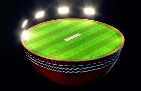 Cricket Half Ball Stadium Concept Stock Illustration