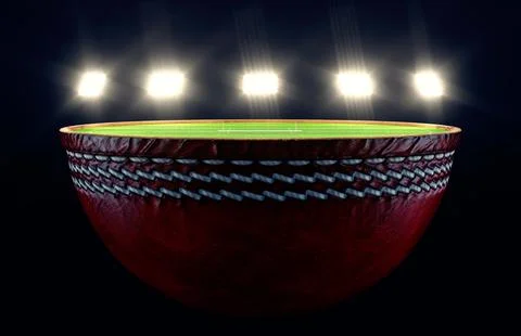 Cricket Half Ball Stadium Concept Stock Illustration