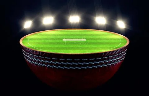 Cricket Half Ball Stadium Concept Stock Illustration