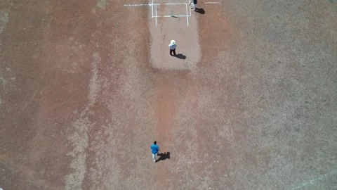 Cricket High Angle Drone Action Shot Forward Stock Footage 130594571