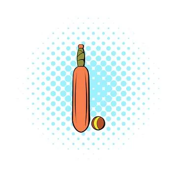 Cricket icon in comics style Illustrazione stock