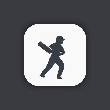 Cricket icon, player with bat, batsman Illustrazione stock
