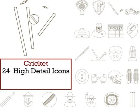 Cricket Icon Set Stock Illustration