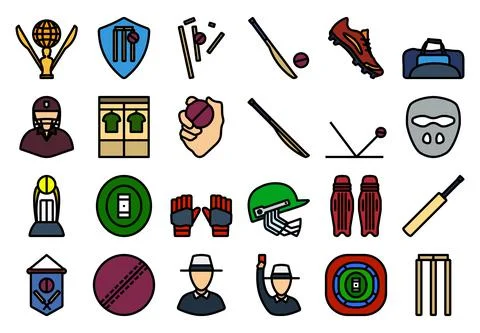 Cricket Icon Set Stock Illustration